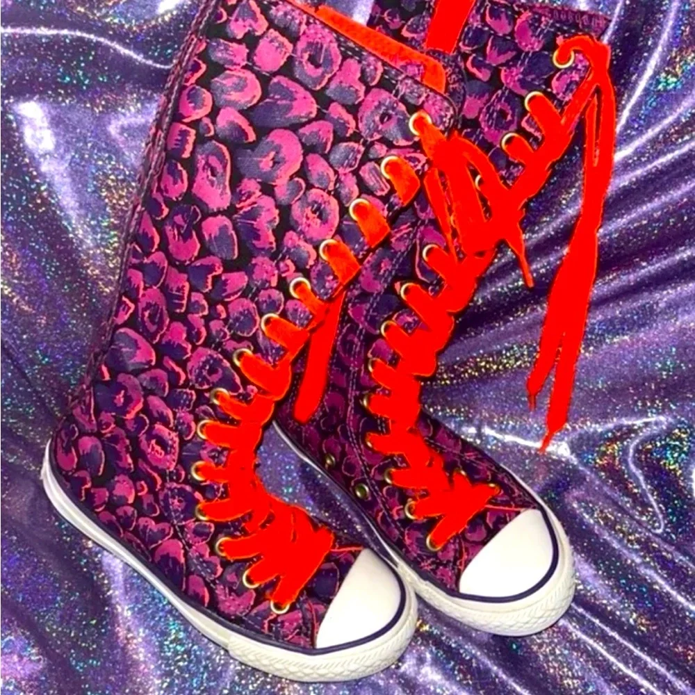 Rare Kids Leopard Print Neon Converse